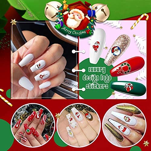 Random Color Christmas Nail Art Stickers/ 3D Self-adhesive Nail Decals/ Santa Claus Snowflake Nail Design