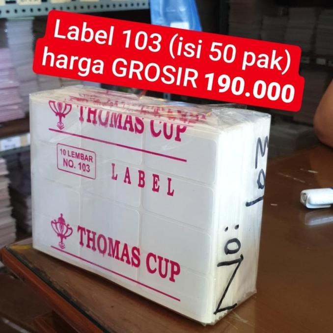 

GROSIR TERMURAH Label 103 THOMAS CUP (120 label/pack) 3 x 6,4 cm