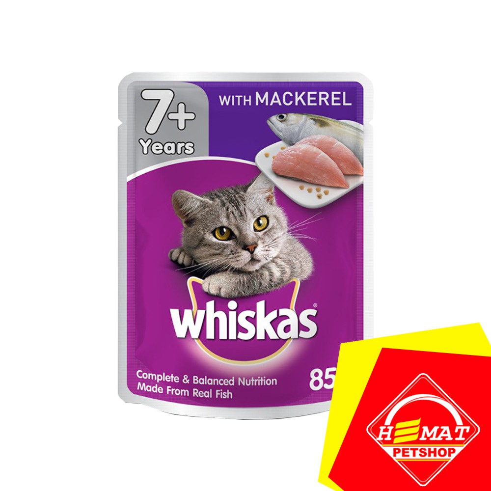 Whiskas Pouch Senior Mackerel 7+ Years 85 Gram Makanan Kucing Wet Food