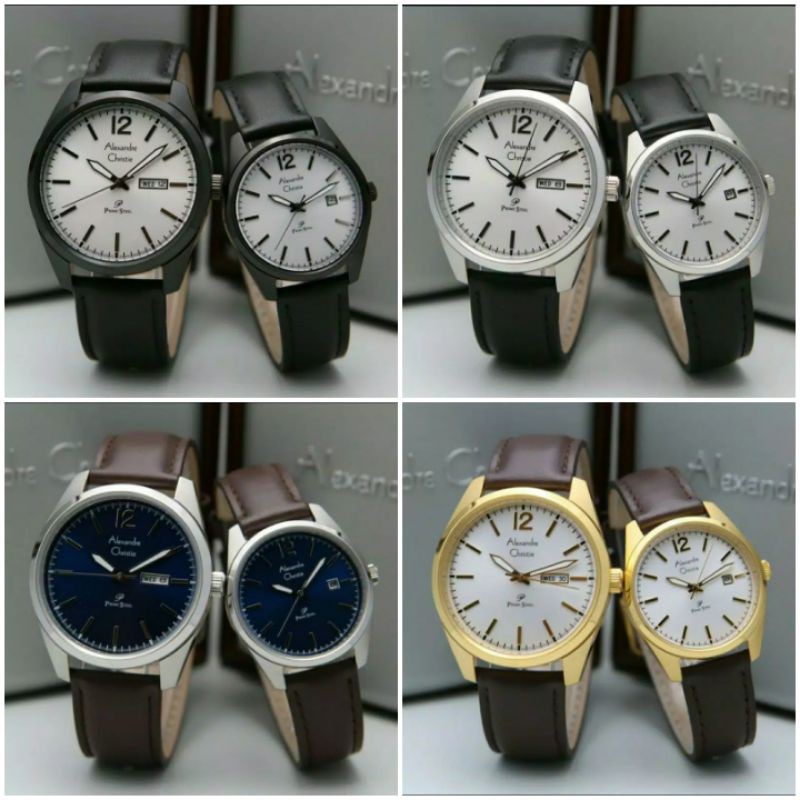 JAM TANGAN COUPLE ALEXANDRE CHRISTIE AC 1012 LEATHER ORIGINAL