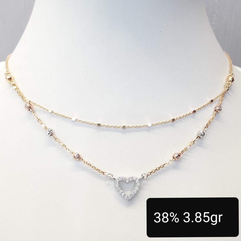 KALUNG LOVE EMAS ASLI FASHION HWT GOLD 2LAYER KADAR 375/8K