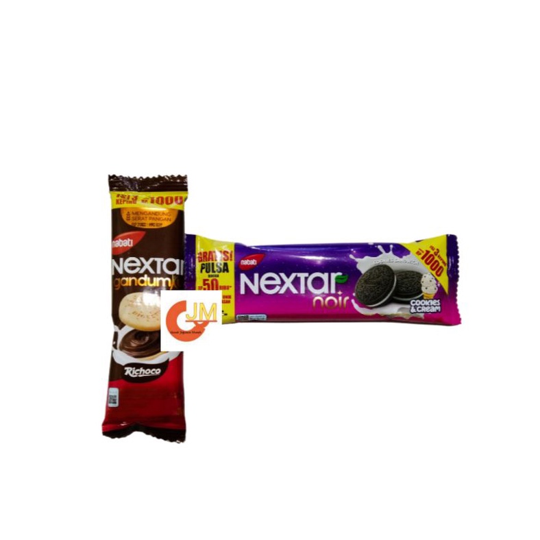 SNACK NABATI NEXTAR GANDUMKU BISKUIT SANDWICH KRIM COKLAT DENGAN GADUM SUSU NEXTAR NOIR  COOKIES SAN