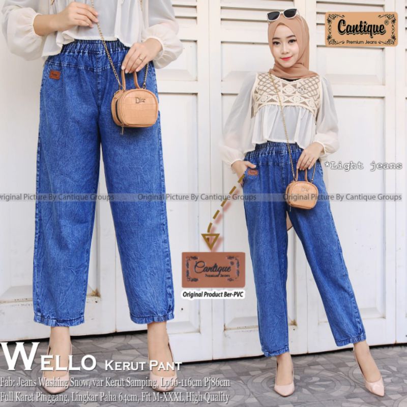 Wello kerut pant by cantique / Celana baggy jeans wanita rekomended