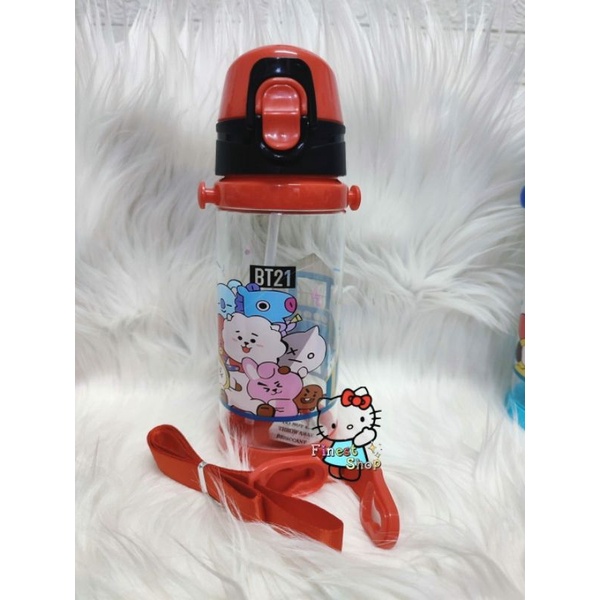 Botol Minum Anak BT21 dengan Sedotan dan Tali Panjang BTS Korean Drinking Bottle Water Flip Top Kado Anak Ultah Birthday Gift Hampers Ulang Tahun Souvenir Unik Suga Jimin Jungkook-1