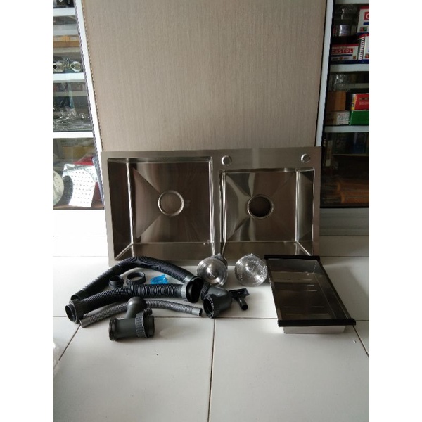 INOBE,OSAKA,WING,HF 2 LUBANG/lBAK CUCI PIRING / KITCHEN SINK / TEMPAT CUCI PIRING STAINLESS 2 LUBANG
