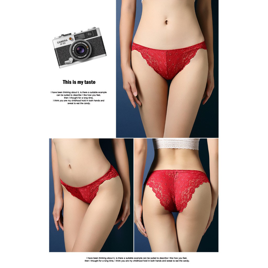 Celana Dalam Wanita Sexy Low Waist G String Renda Pakaian Dalam C123