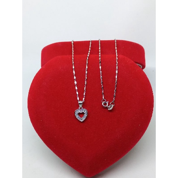 kalung balok mini + liontin love mp kell/ kalung perak asli silver 925 lapis emas/ kalung fashion