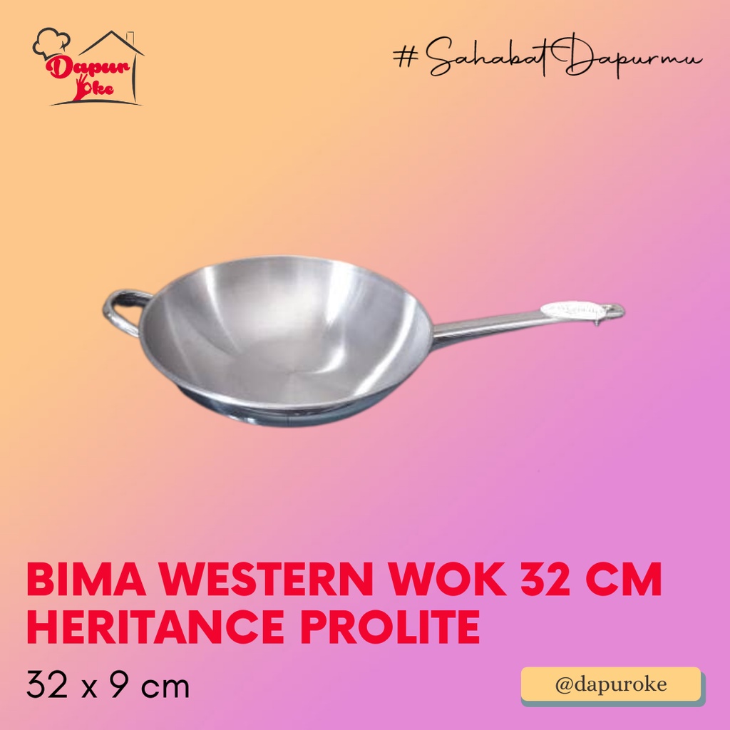 Bima Western Wok 32 cm Heritance Prolite / Wajan Gagang
