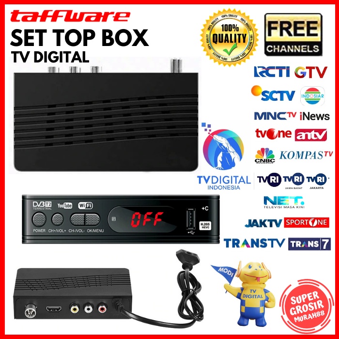 Set Top Box Taffware H.265 TV Digital Penerima Siaran Digital HD 1080P DVB-T2