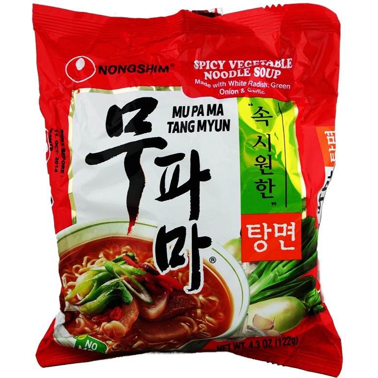 

Nongshim Mu Pa Ma Tang Myun - spicy vegetable soup ramen pedas Korea
