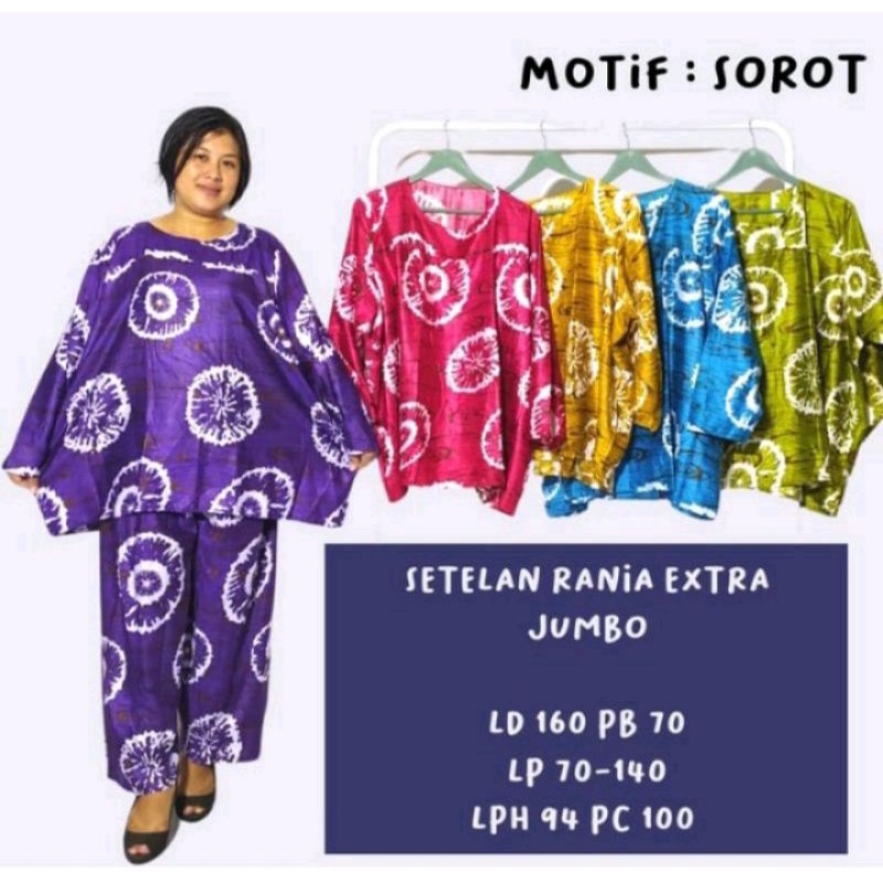 setelan daster Super Jumbo ld 160 lengan panjang lengan pendek