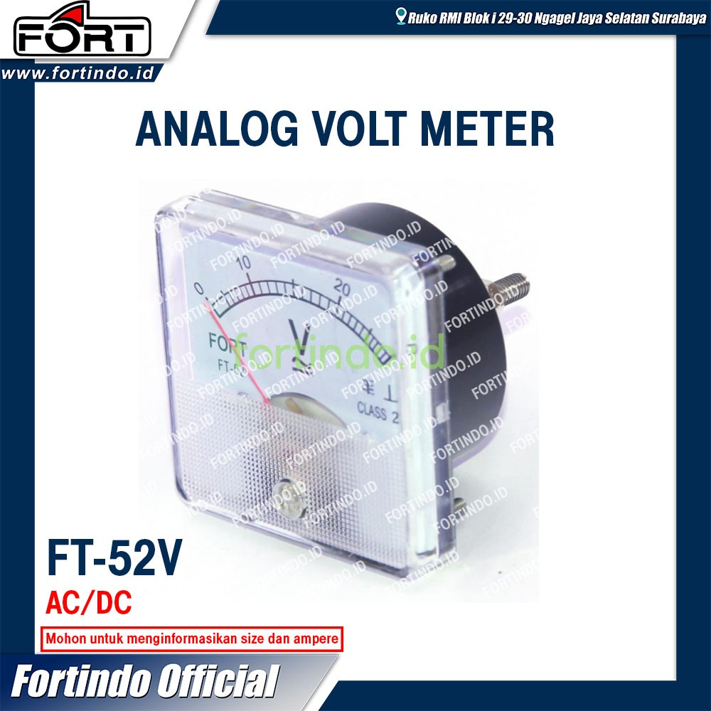 Analog Volt Meter AMOB FT-52V AC/DC Panel Meter MERK FORT