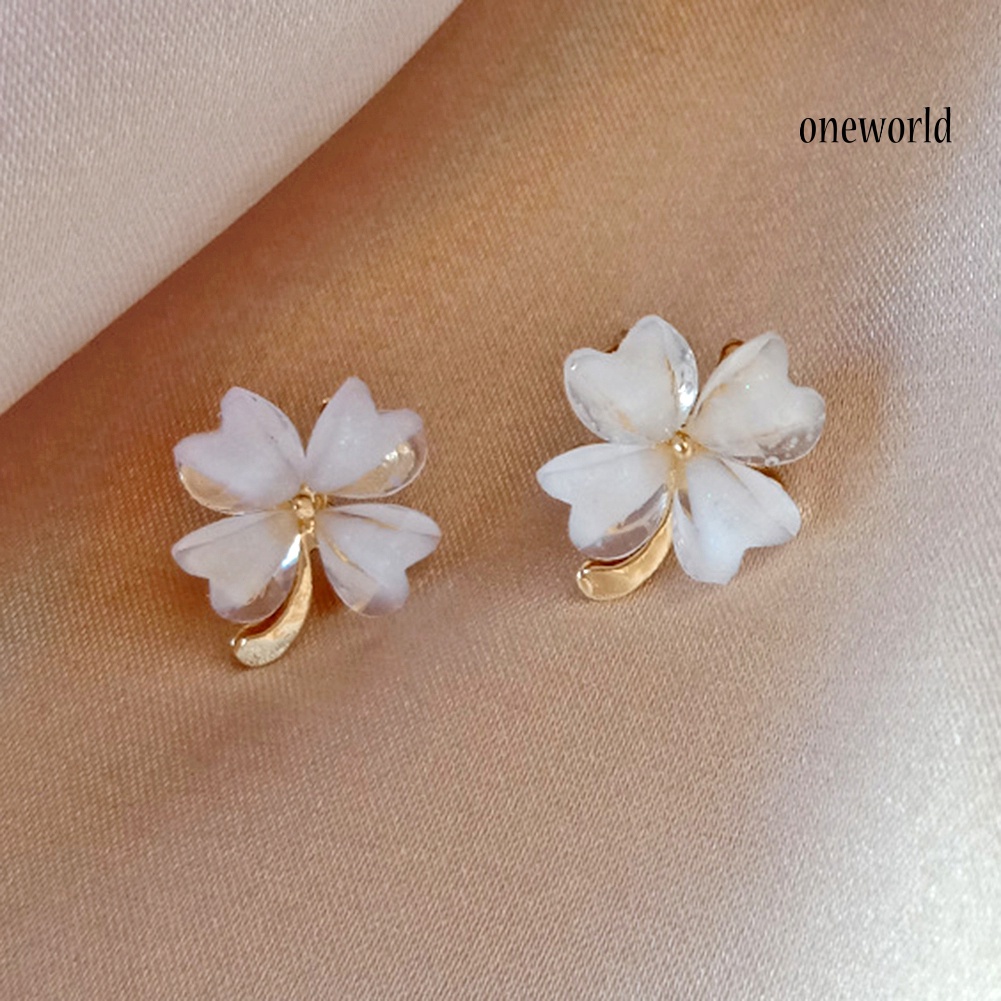 OW# Women Fresh Simple Summer Flower Shaped Alloy Earrings Ear Stud Jewelry Gift