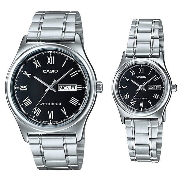 Jual Jam Tangan Couple Casio Original Strap Rantai V006D-1B Casio Daydate Terbaik