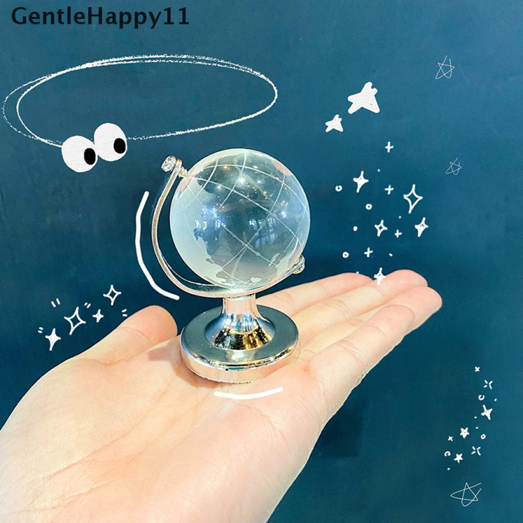 Gentlehappy Transparan Perak Berdiri Crystal World Globe Rumah Boneka Desktop Decor Mainan