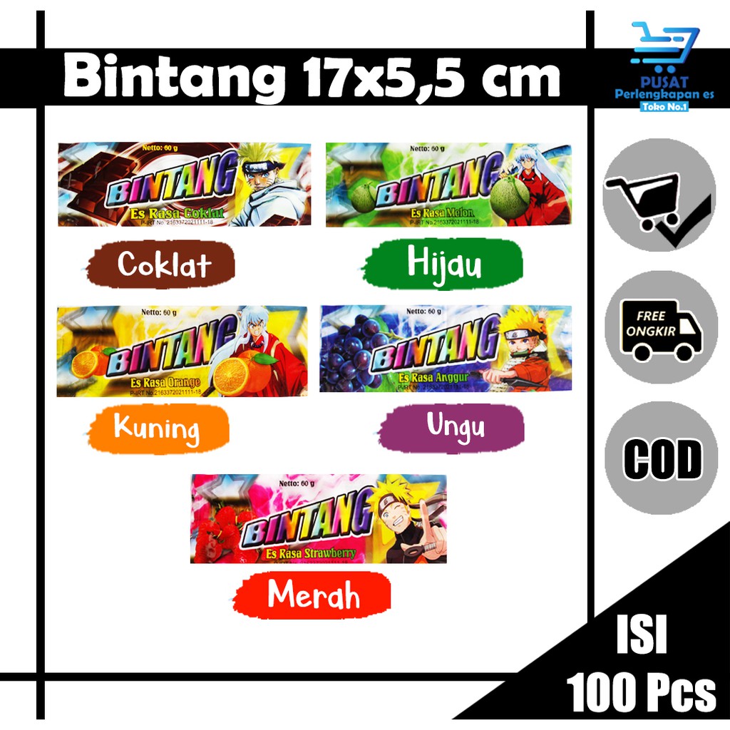 

KEMASAN ES BINTANG ICE / ES KRIM STICK / BUNGKUS ES LOLY / BISA COD / PLASTIK KEMASAN ES