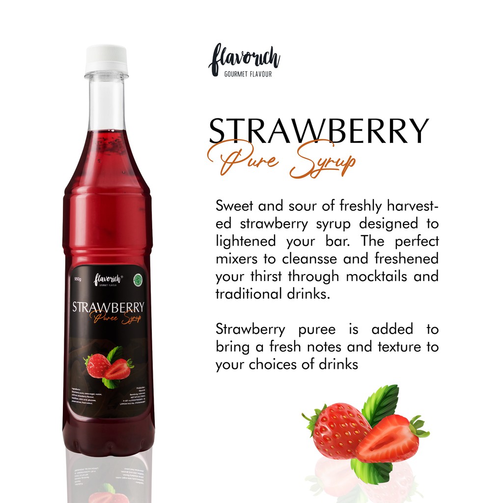 

MAR FLAVORICH - Sirup Puree Strawberry / Gourmet Syrup / Sirup Untuk Hotel, Restaurant and cafe.