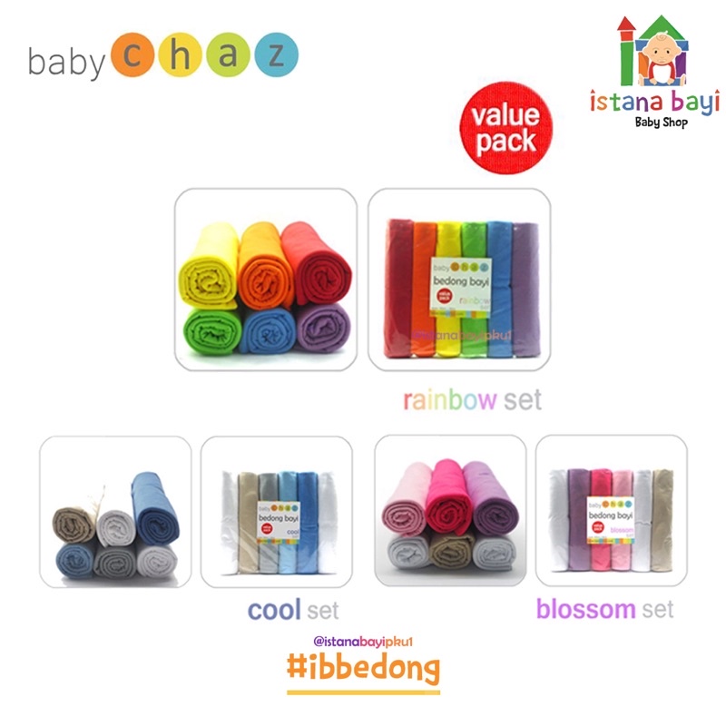 Baby Chaz Bedong Rainbow 6 in 1/bedong bayi isi 6 /selimut bayi