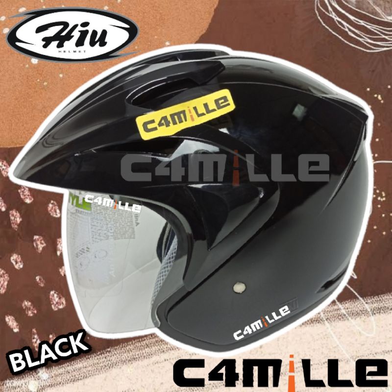 Jual Helm Hiu Arrow Black Half Face Double Visor Shopee Indonesia