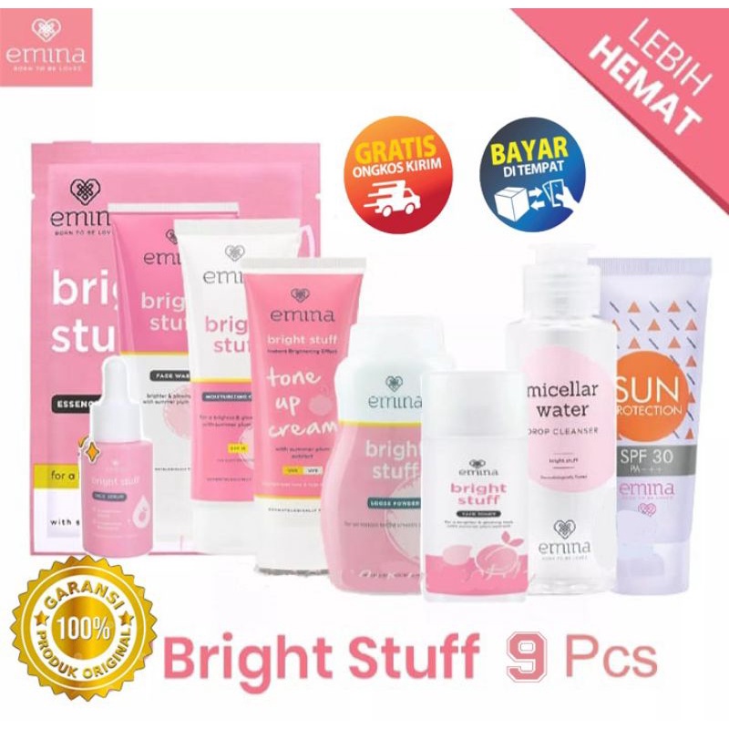 Paket Lengkap Emina Bright Stuff Series+Sunscreen Skincare Remaja Glowing