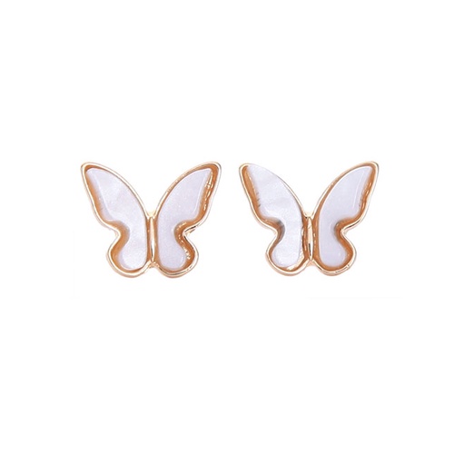 LRC Anting Tusuk Fashion Golden Shell Butterfly Alloy Earrings K01044