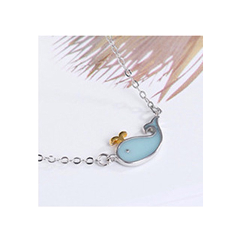 Kalung Liontin Silver Necklace Whale Pendant Women Choker Necklaces Fashion Chain Jewelry