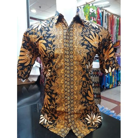 Couple Kebaya Elnira / Combi Gold Dan Kemeja Lengan Panjang