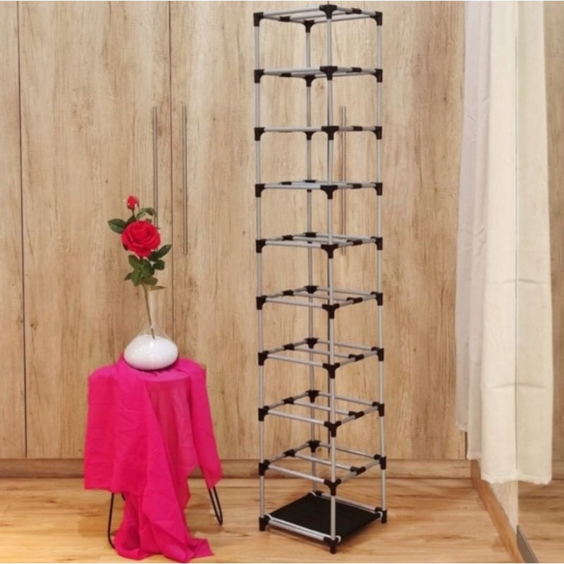 RB Lemari Rak Pajang Jilbab Gantung Cover Transparan 9 Tingkat Susun Bening Hijab Kerudung Model