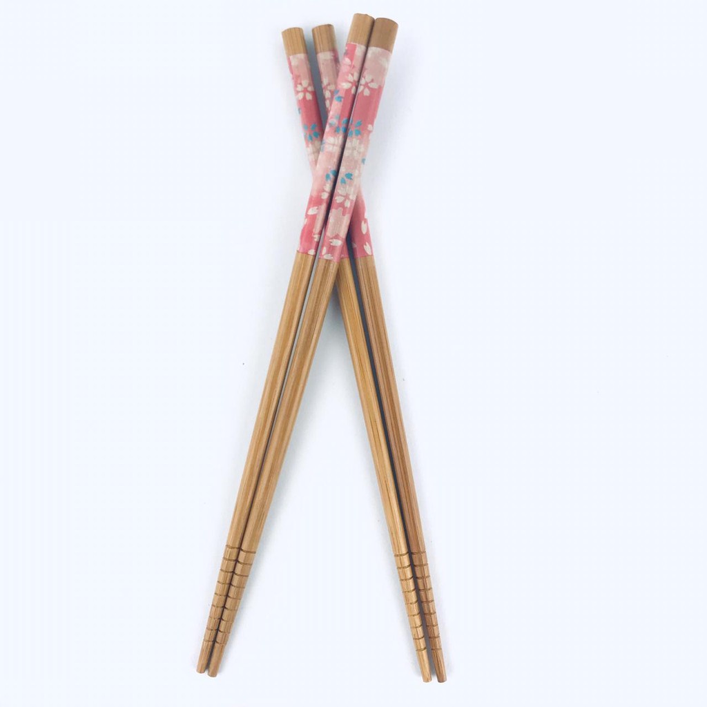 Reno / Nice Chopstick / Sumpit kayu Bambu Motif Bunga / 23cm /Isi 5pasang