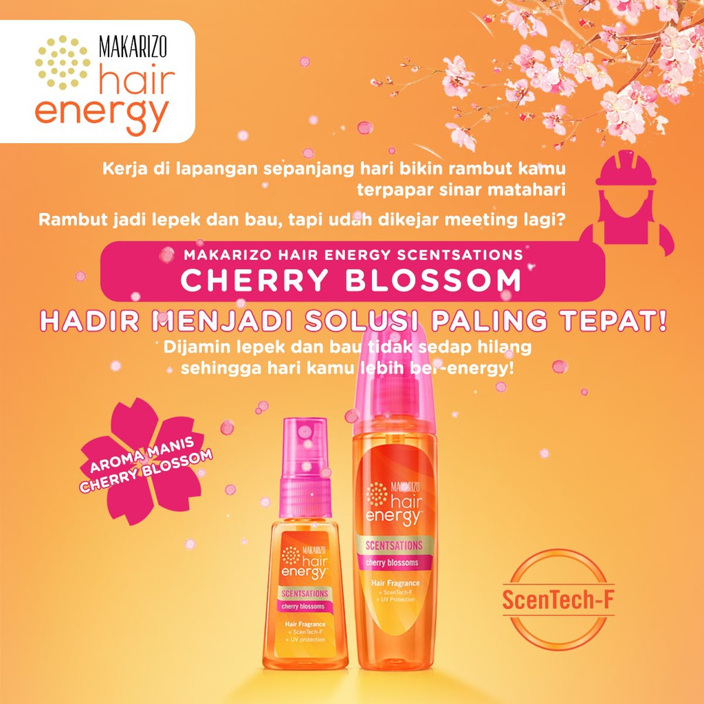 Makarizo Hair Energy Scentsations Hair Fragrance Cherry Blossom 100mL Parfum Rambut / Minyak Wangi