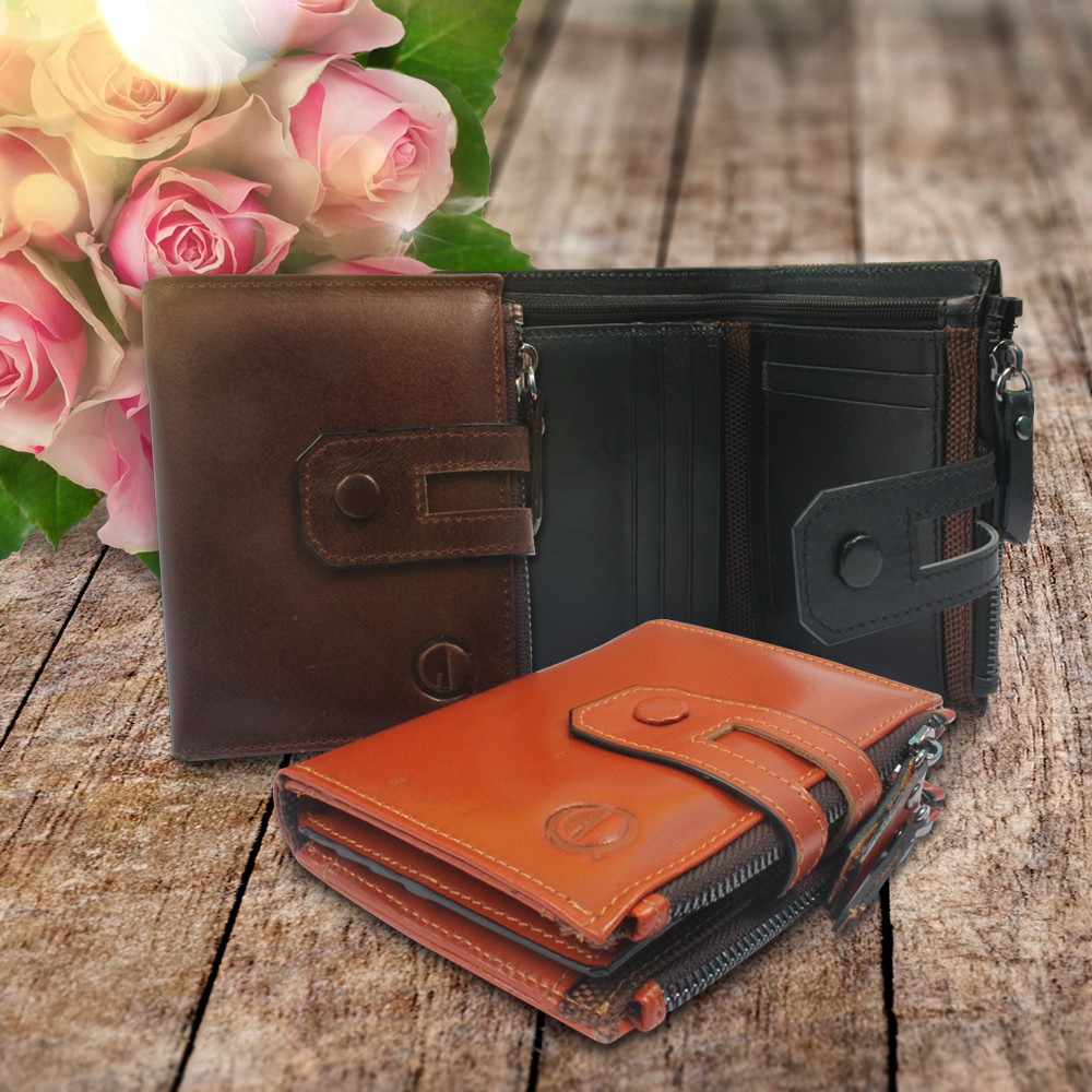 DOMPET KULIT LIPAT TRENDY 14 SLOT RUANG KANCING KULIT RESLETING ORIGINAL QI LEATHER BAHAN KULIT SAPI