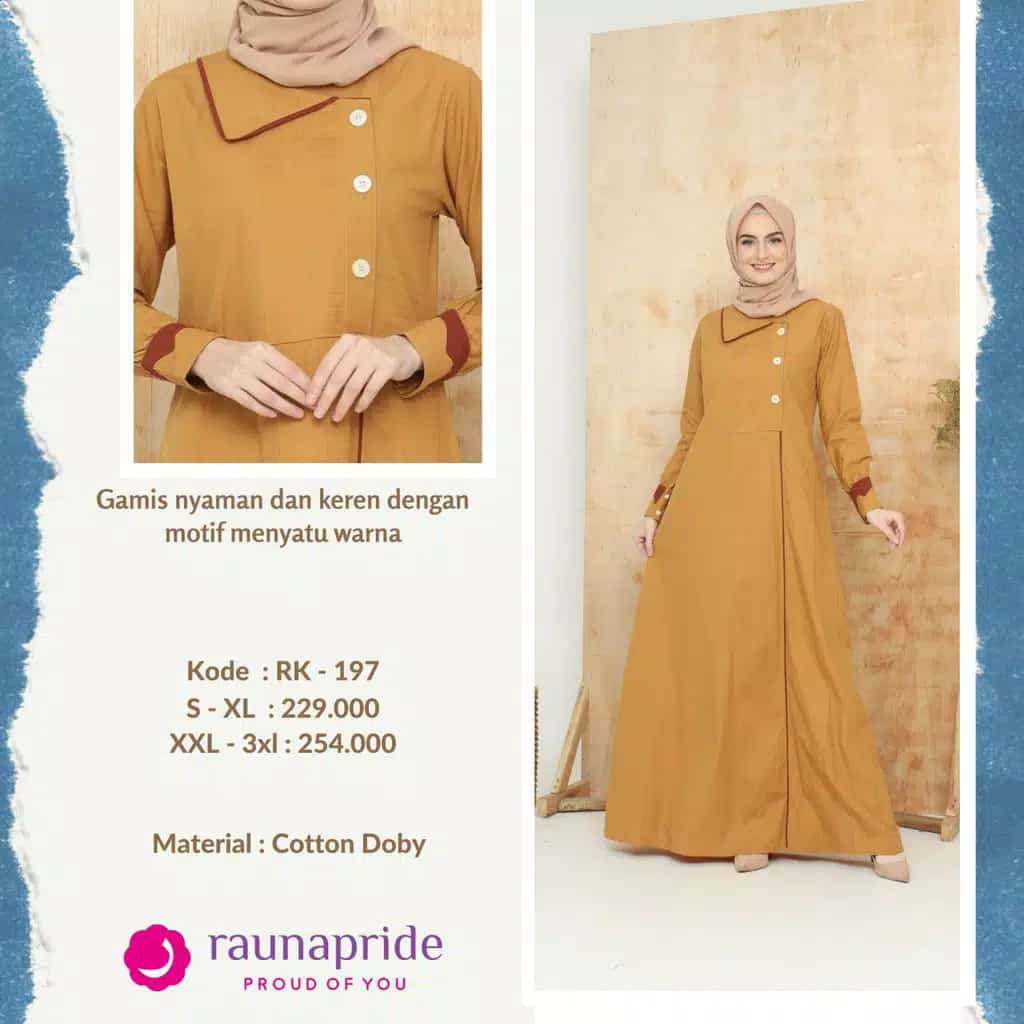 GAMIS TERBARU 2021 RAUNA RK-197 KUNING