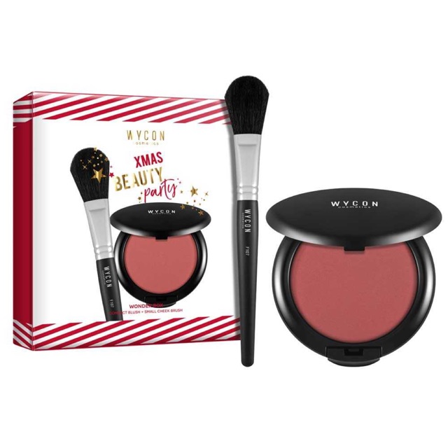 WYCON COSMETICS COMPACT BLUSH ‘REAL PINK’ & small cheek brush