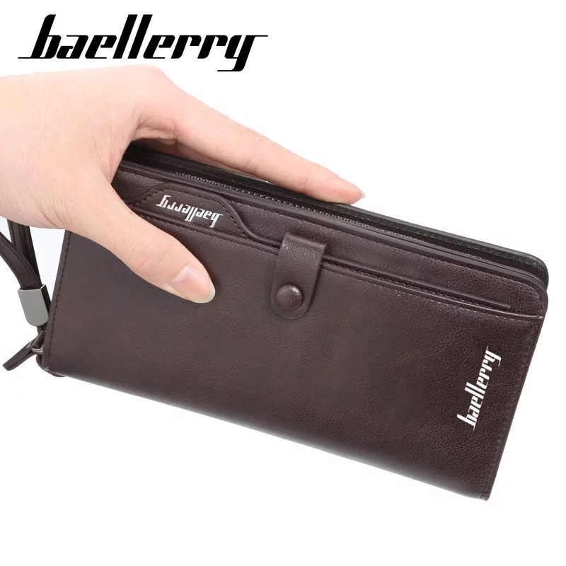 Baellerry S6703 Pria Dompet Panjang Kualitas Tinggi Gaya Pemegang Kartu Pria Dompet Zipper Kapasitas Besar PU Kulit Dompet Untuk Pria