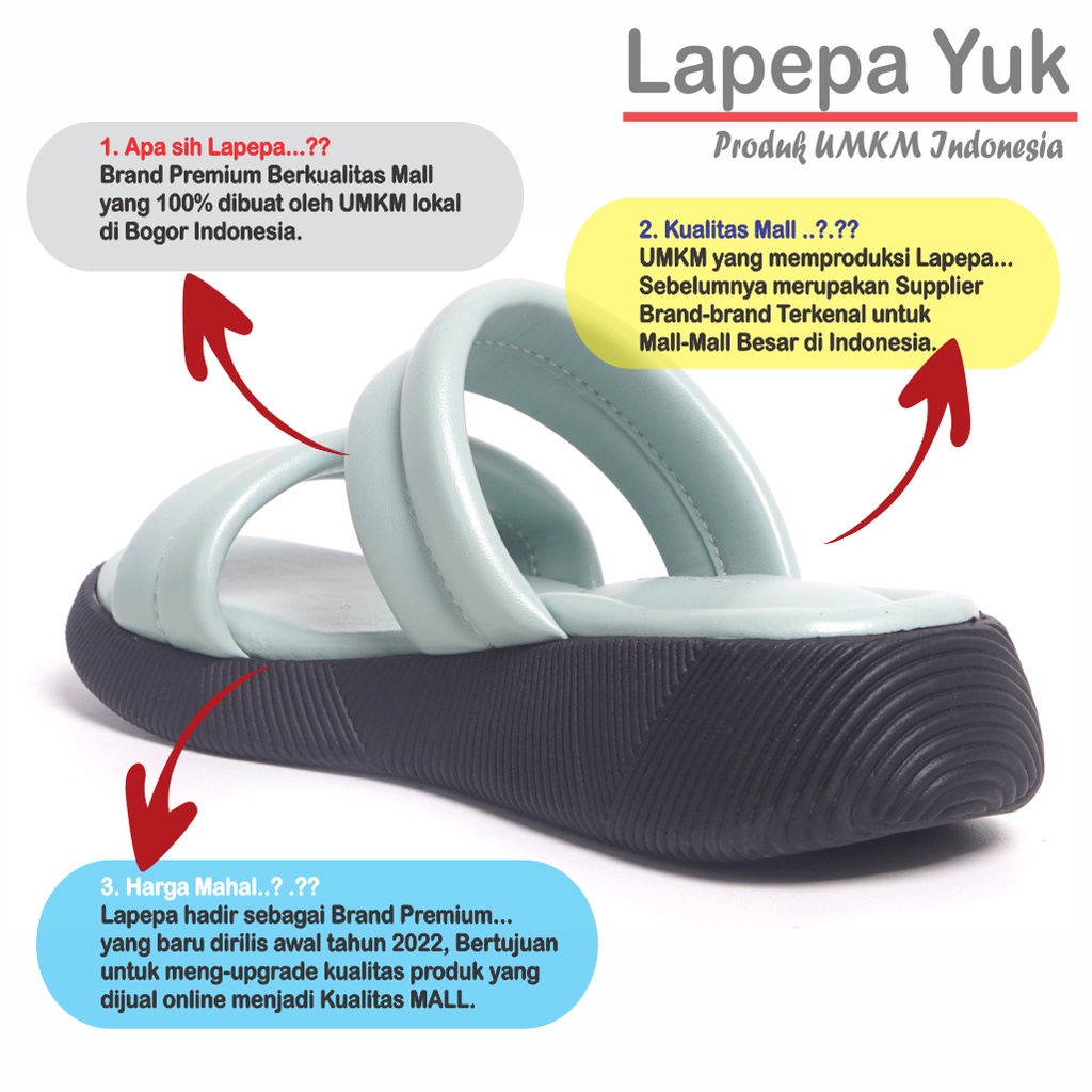 LAPEPA YUK - Sandal Platform Anak Perempuan Usia 2 sampai 10 Tahun ZOYA KIDS Sendal Anak cewek Wedges Wanita Empuk Model Silang Warna MINT Hijau Sage Green Ban dua Lucu cewe Slop Usia Umur 3 4 5 6 7 8 9 thn Tahun Premium Ori Original Mall Official Store