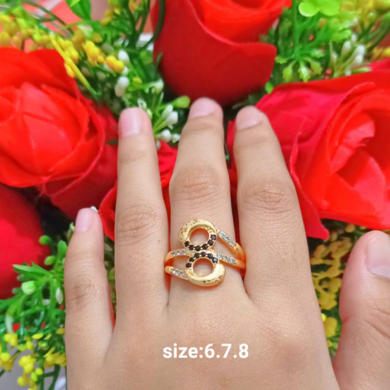 Cincin Dewasa Permata Zircon Perhiasan Wanita Gold (COD)