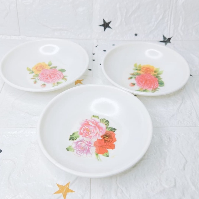 Mangkok Sambal Mangkuk Bulat Melamin Motif Bunga Souvenir Murah Ecer Satuan