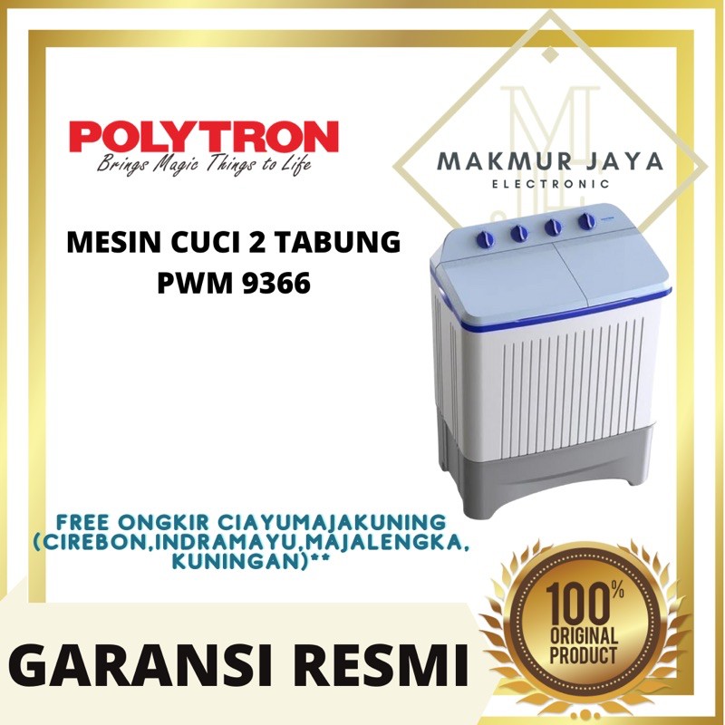 MESIN CUCI POLYTRON 2 TABUNG PWM 9366H 9kg KHUSUS CIREBON