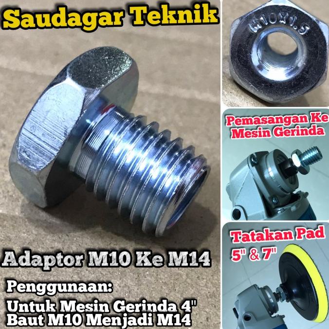 Baut Mur Pengencang Adaptor M10 Ke M14 Adapter Velcro M 10 Ke M 14 Mesin Gerinda