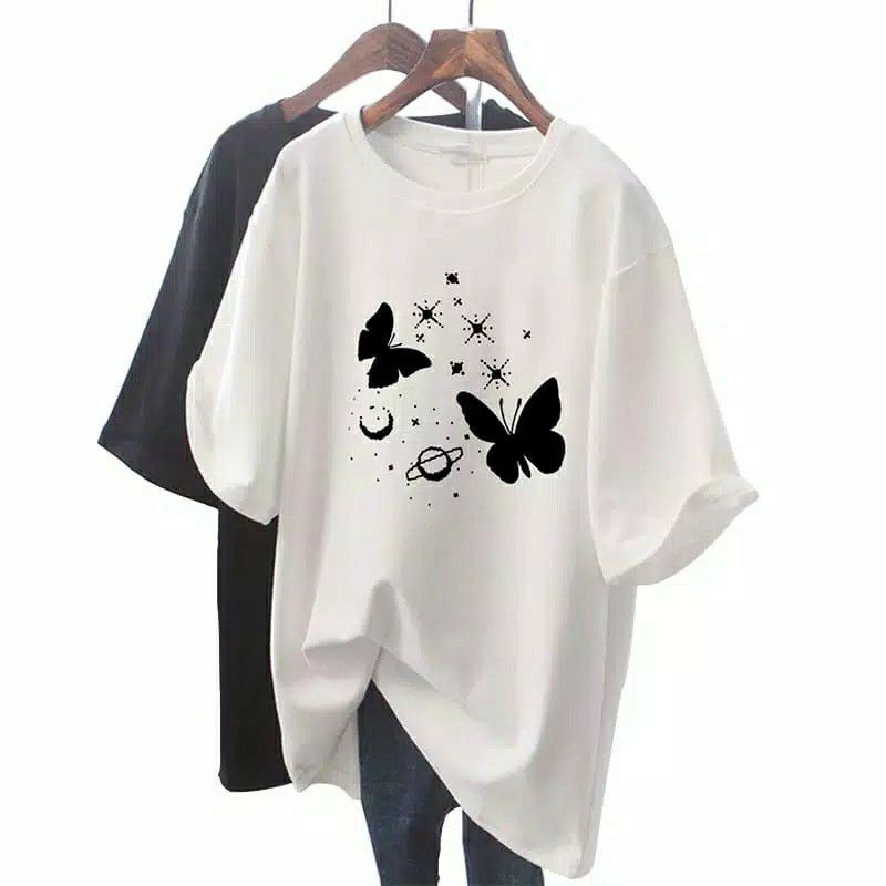 Tshirt Wanita Planet Butterfly Oversize Pakaian Wanita Big Size Fit XXXL