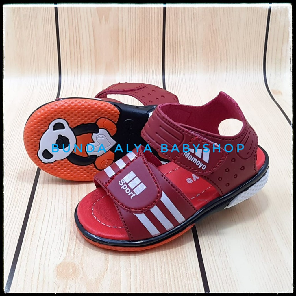 Sendal Anak Laki Laki Usia 6 - 12 Bulan Karet MERAH - Sepatu Sandal Gunung Anak Cowok Balita Anti Licin Size 22 - 24 Alas Karet