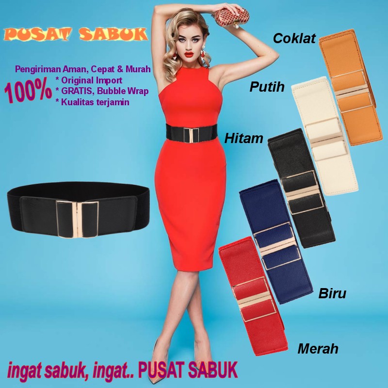 Belt Ikat Pinggang Obi Sabuk Karet Wanita Fashion Gesper Cewek Korea Oby Polos Murah Import Cantik