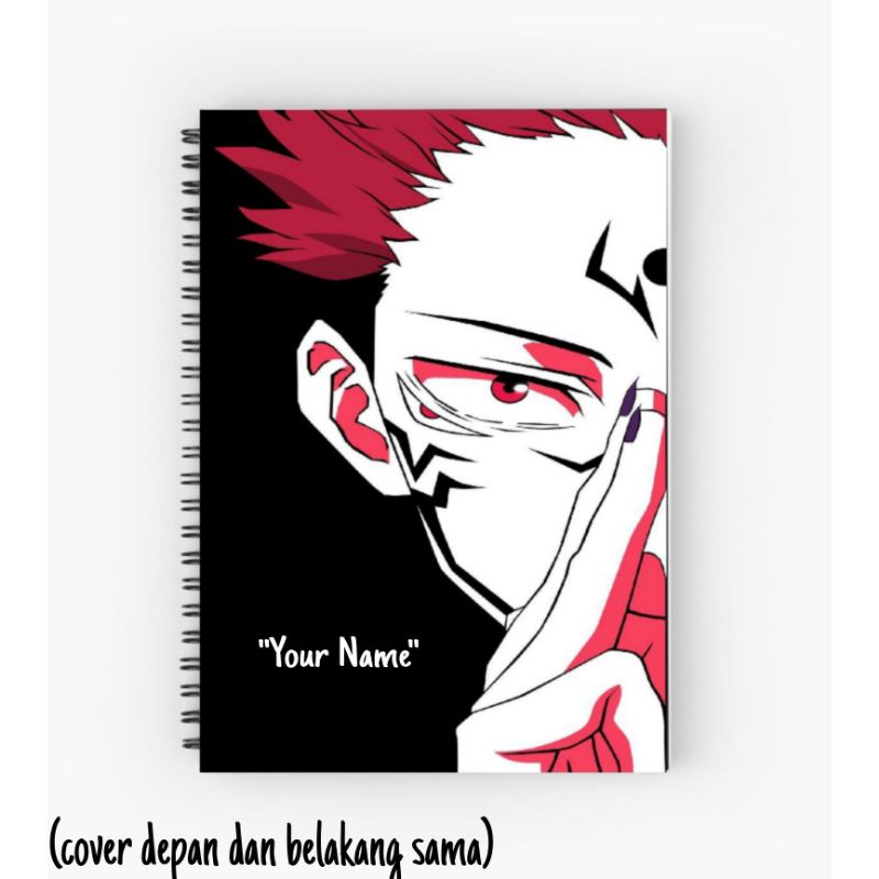 

Notebook custom anime ukuran A5 Jujutsu Kaisen Edisi Sukuna gratsi nama Softcover Polos dan Bergaris