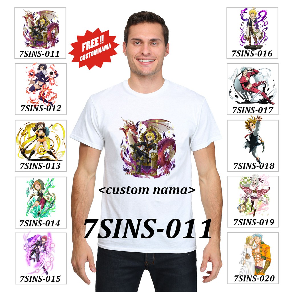 FREE CUSTOM NAMA!! Kaos Seven Deadly Sins / Nanatsu no Taizai