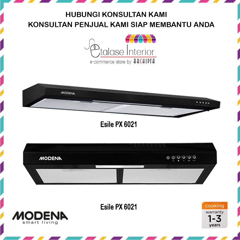 Modena - Tudung Pengisap Asap SLIM COOKER HOOD Esile PX 6021,PX 6031