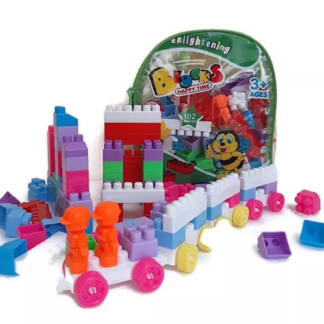 F056 Bisa 102 Pcs Mainan Anak Diy Building Block Blok Robot Mobil Model Tas .. | Shopee Indonesia