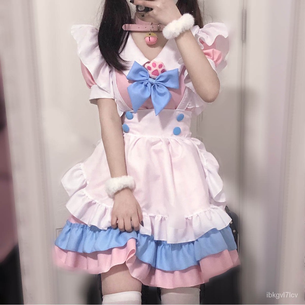 Plus Size Maid Outfit, Super Cute Big Bow Pink Blue Lolita Dress, Cute Dress, Big Boss Lolita rA3a