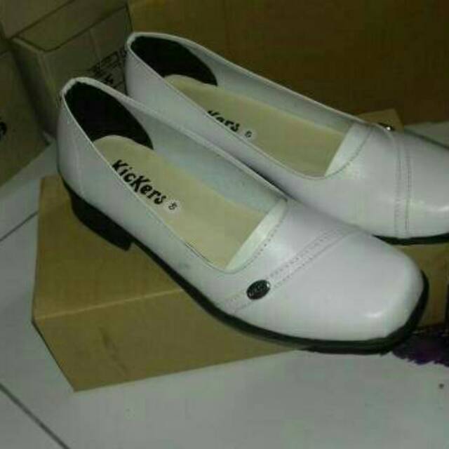 SEPATU PUTIH PANTOFEL PANTOPEL FANTOFEL WANITA KULIT SINTETIS