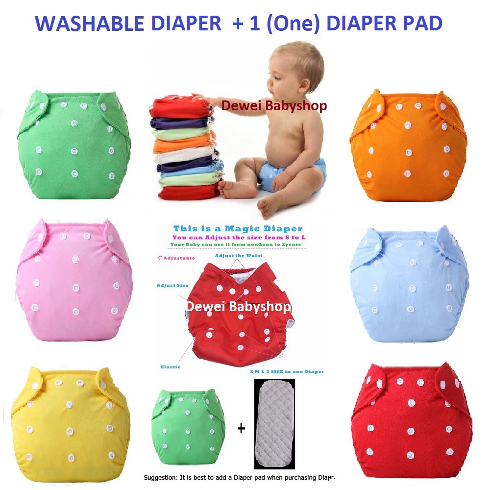 Popok Kain Bayi Klodi ( Baby Cloth Reusable Diaper / Clody Washable Insert Pad / Cuci Clodi Anak )