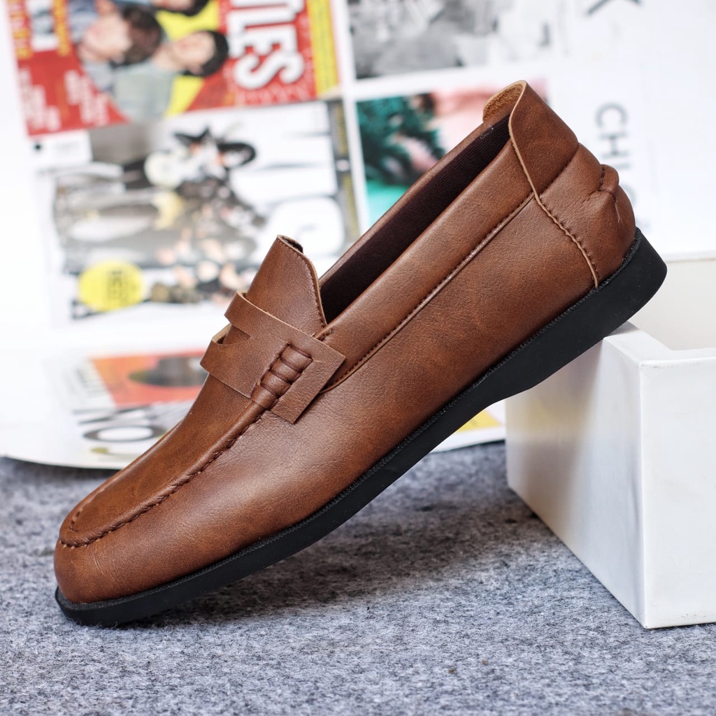 PENY Sepatu Formal Pria Kulit Sintetis Sepatu Pria Casual Pantofel Sepatu Kasual Cowok / Cowo Oxford Kerja Kantor Kuliah Kondangan Gaya Keren Kekinian Original Murah Terlaris